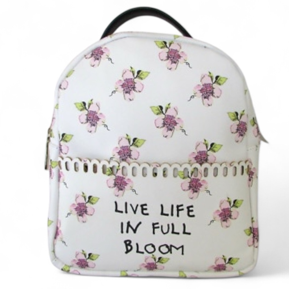 BETSEY JOHNSON Pink White Floral Mini Backpack - Picture 1 of 7